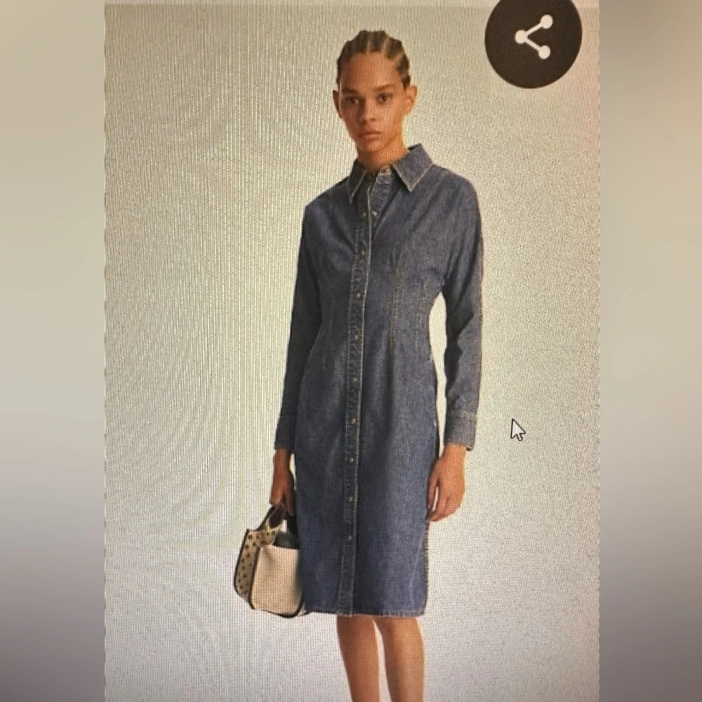 NWT - Tory Burch Blue Long Sleeve Shirt Dress - Picture 1 of 9